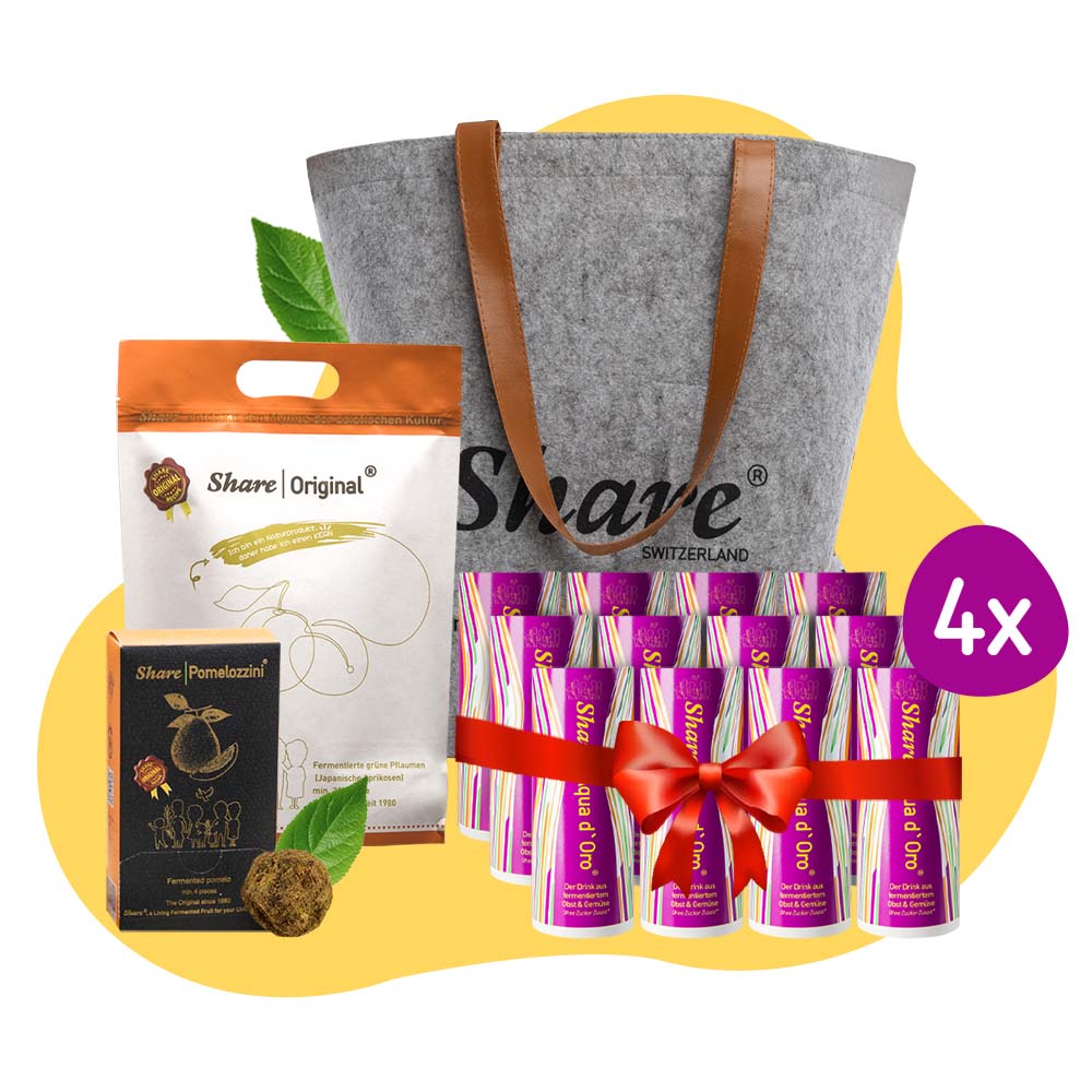 Offer12: 4x Aqua Doro + 1x ShareOriginal Monatspackung + 4er Pomelozzini + 1x Peggy